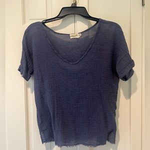 Blue Gauze Short Sleeve Top